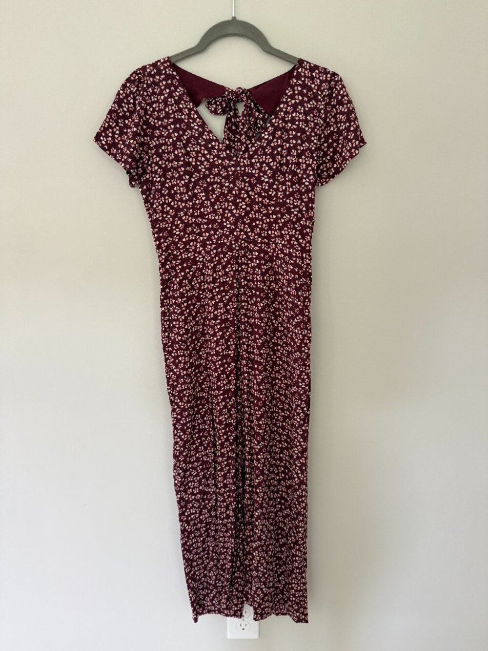 Abercrombie & Fitch floral cropped jumpsuit maroon, pink, ivory floral XXSP